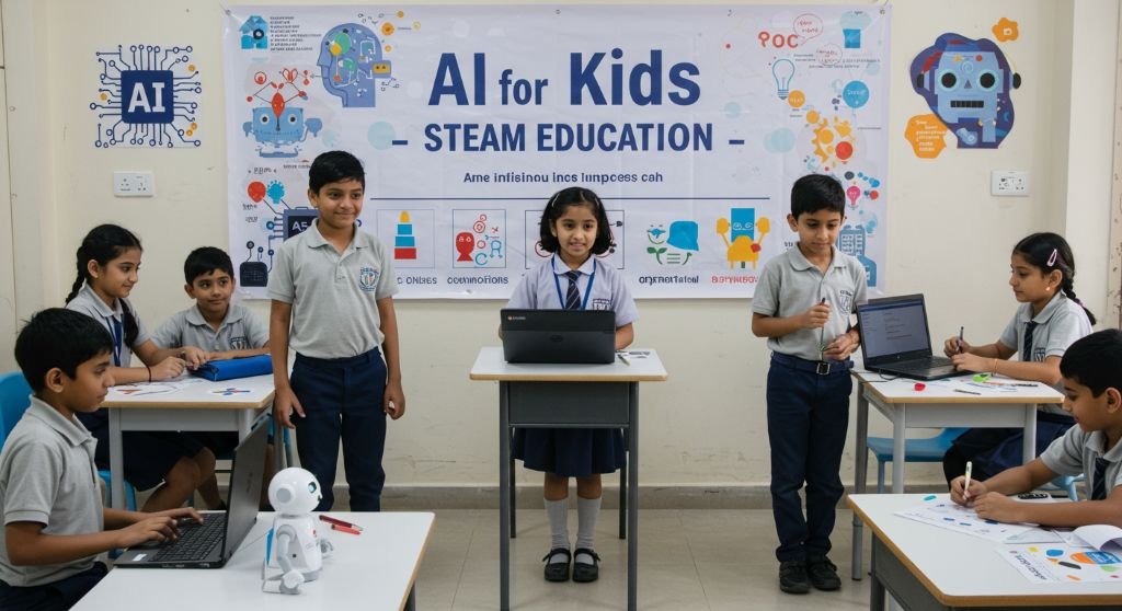 AI for kids training program showing a neural network